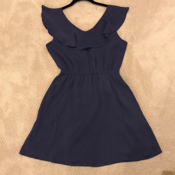 BCBGeneration Blue Smoke Sleeveless Ruffle Dress - Picture 3 of 8